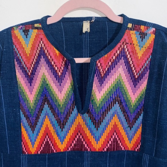 Tops - Vintage Embroidered Guatemalan Indigo Ethnic Denim 1970’s Blouse